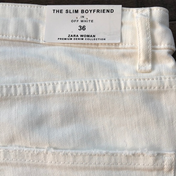 Zara Woman Off White The Slim Boyfriend Straight Leg Jeans Size 4 - Picture 9 of 10